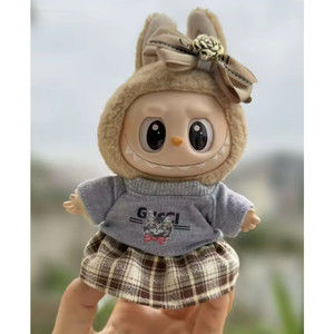 Labubu cat top with plaid skirt and bow (doll not included)